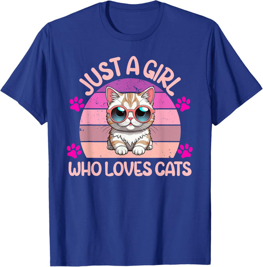 Cats Just A Girl Who Loves Cats Cute Cat ideas T-Shirt - T-Shirt | Royal
