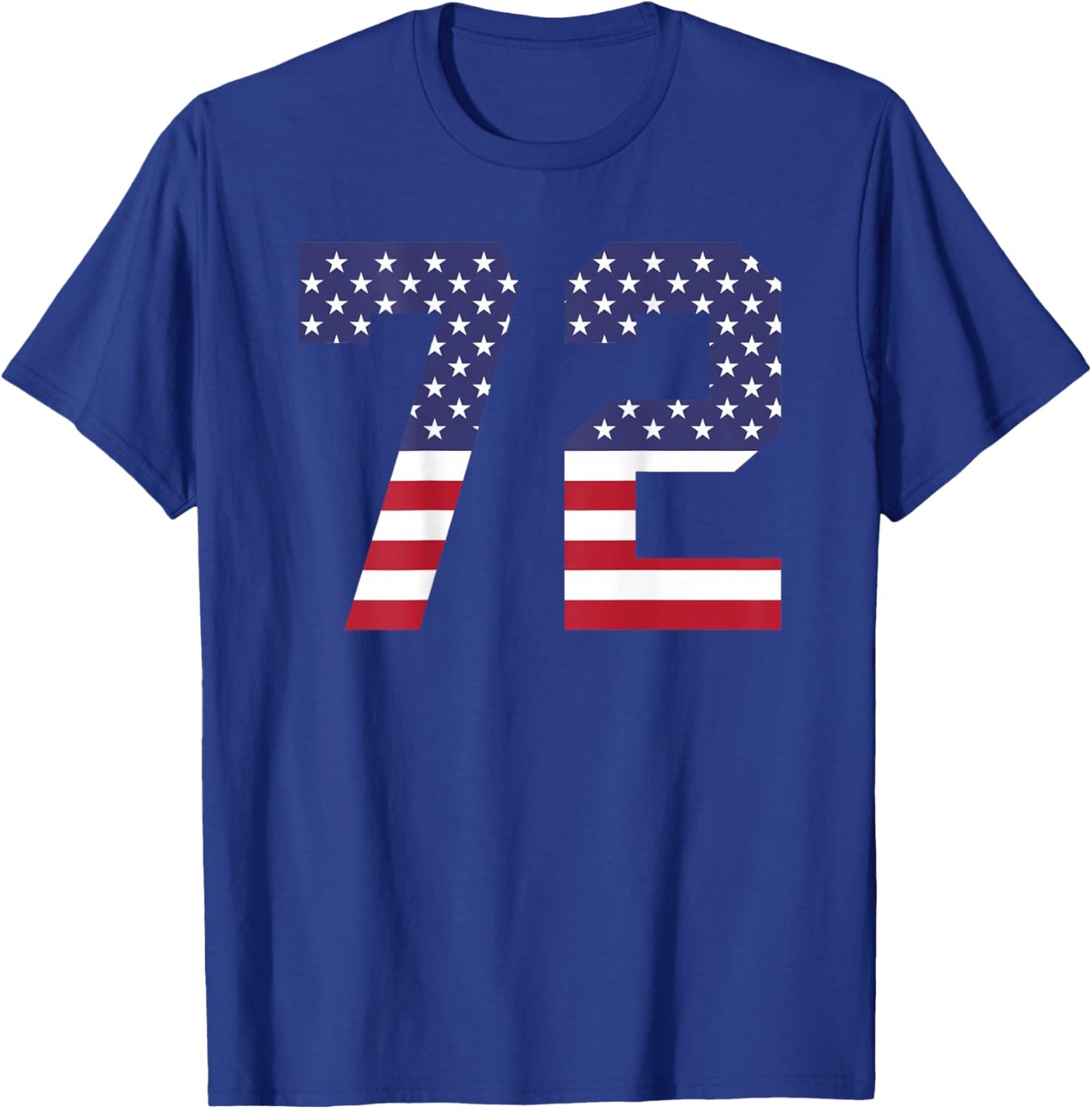 Number 72 BACKSIDE American Flag - Patriotic Jersey Numbered T-Shirt - T-Shirt | Royal