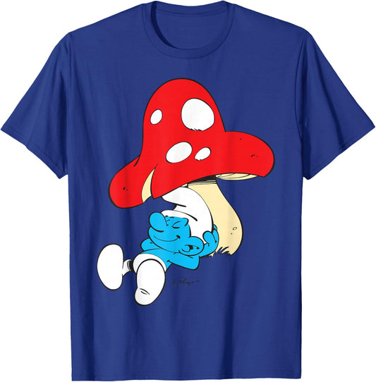 The Smurfs Sleeping Under Mushroom Smiling T-Shirt - T-Shirt | Royal