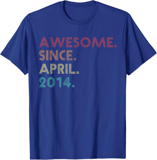 Awesome Since April 2014 Funny 11th Birthday T-Shirt - T-Shirt | Royal