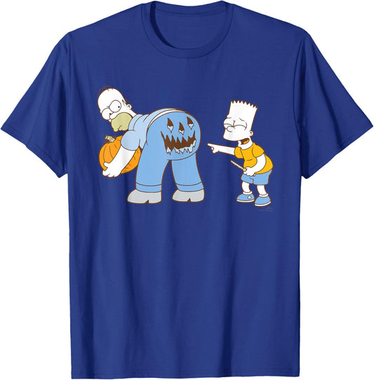 The Simpsons Halloween Bart and Homer Jack-O’-Lantern Butt T-Shirt - T-Shirt | Royal