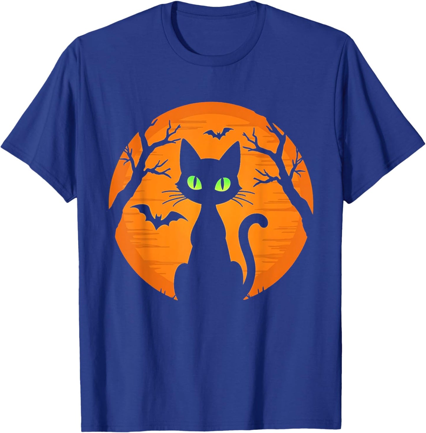 Vintage Scary Halloween black Cat Costume Cat Moon kids T-Shirt - T-Shirt | Royal