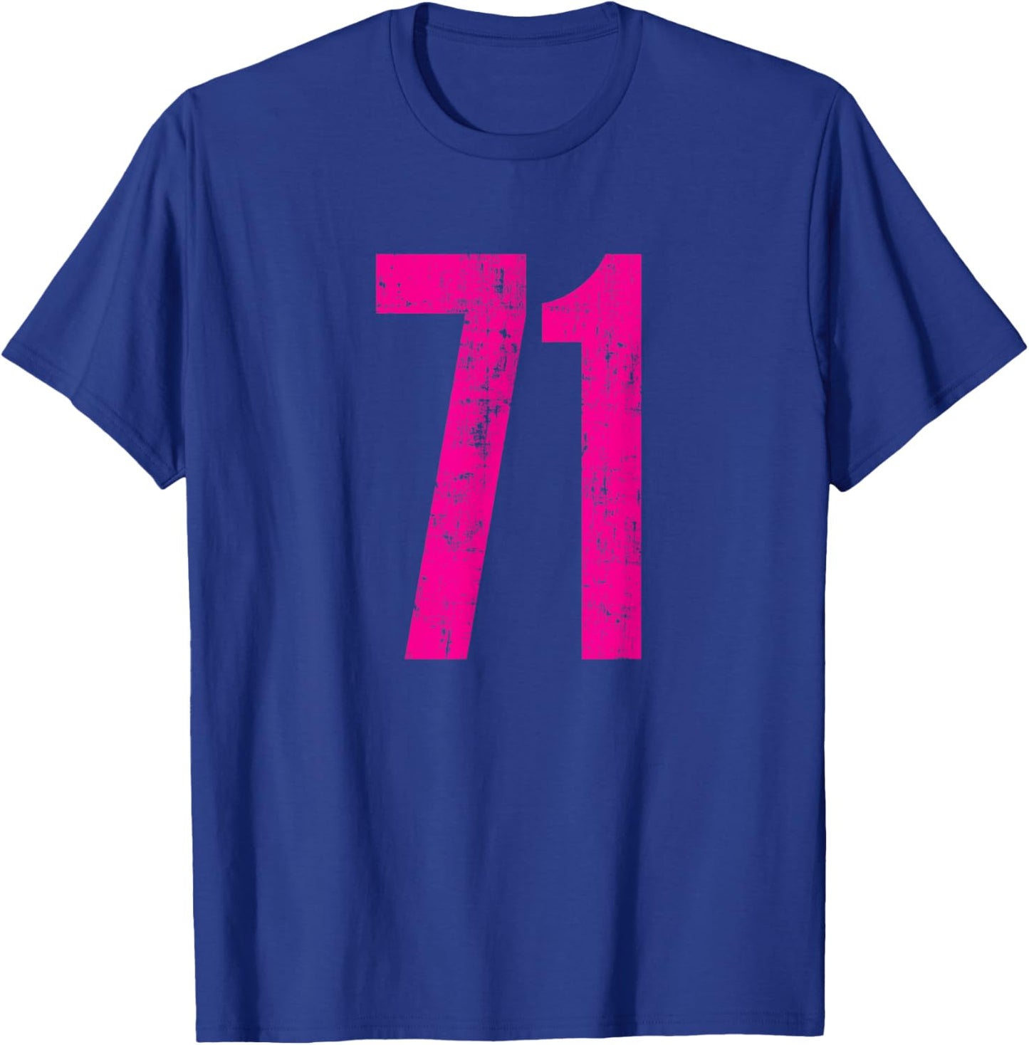 Number 71 Distressed Vintage Sport Team Player Training T-Shirt - T-Shirt | Royal