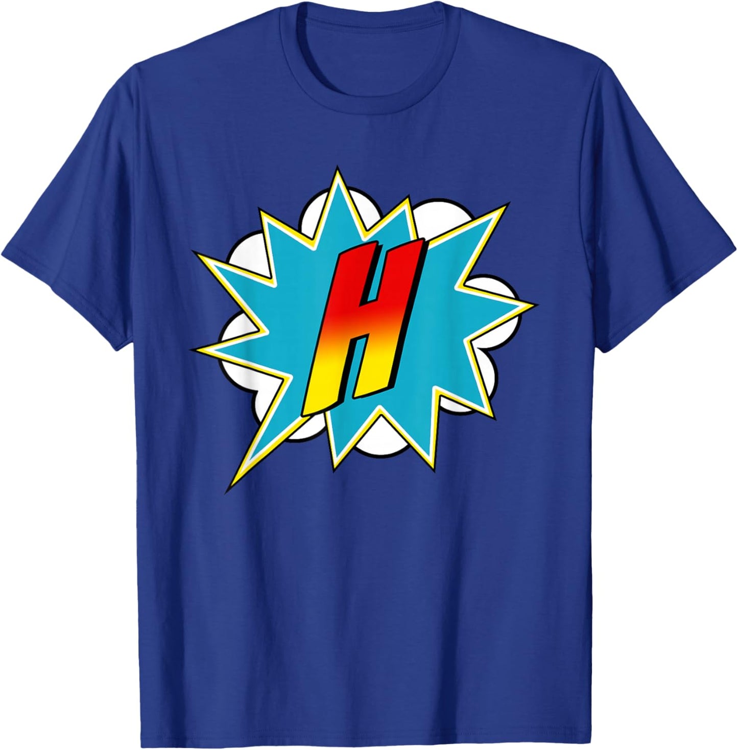 Letter H Superhero Name Comic Letter Retro Costume T-Shirt - T-Shirt | Royal