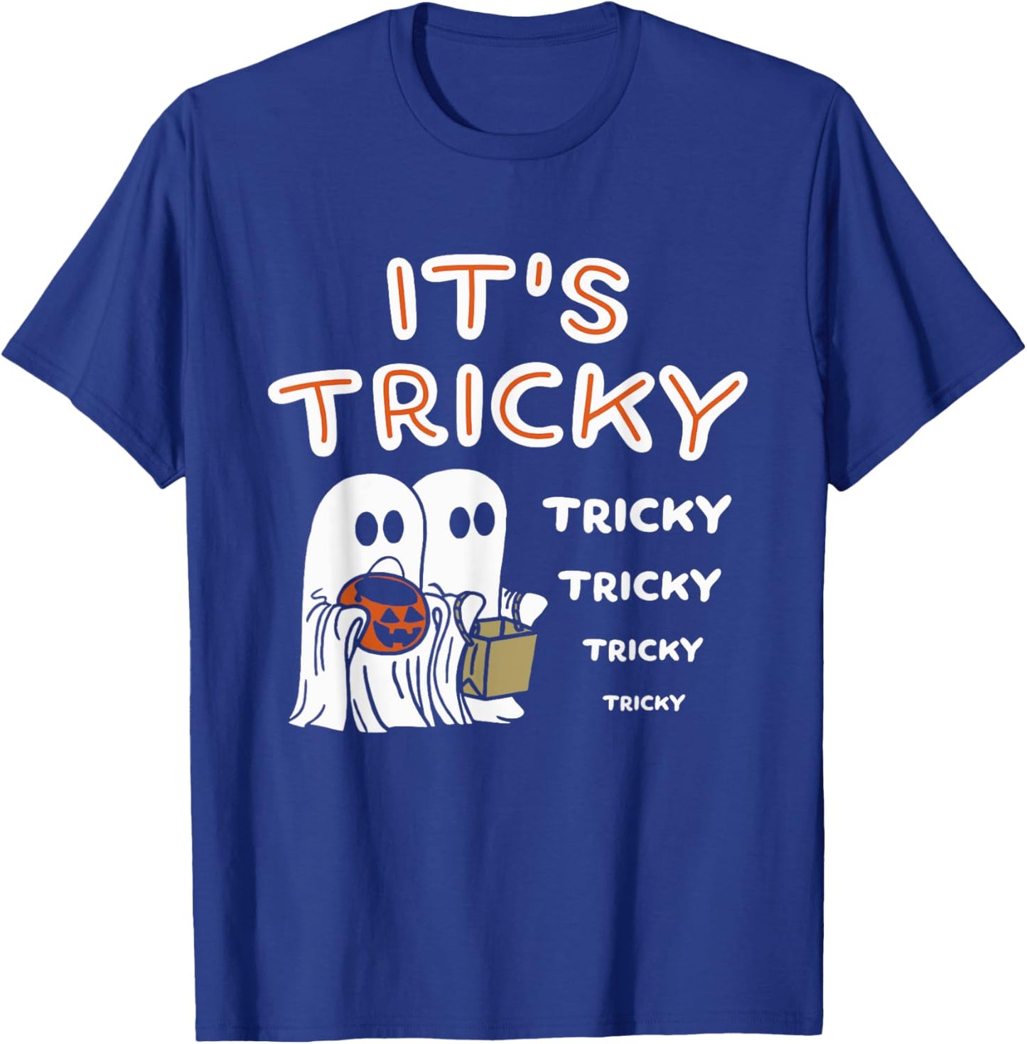 Funny Retro Ghosts Its Tricky Tricky Tricky Spooky Halloween T-Shirt - T-Shirt | Royal
