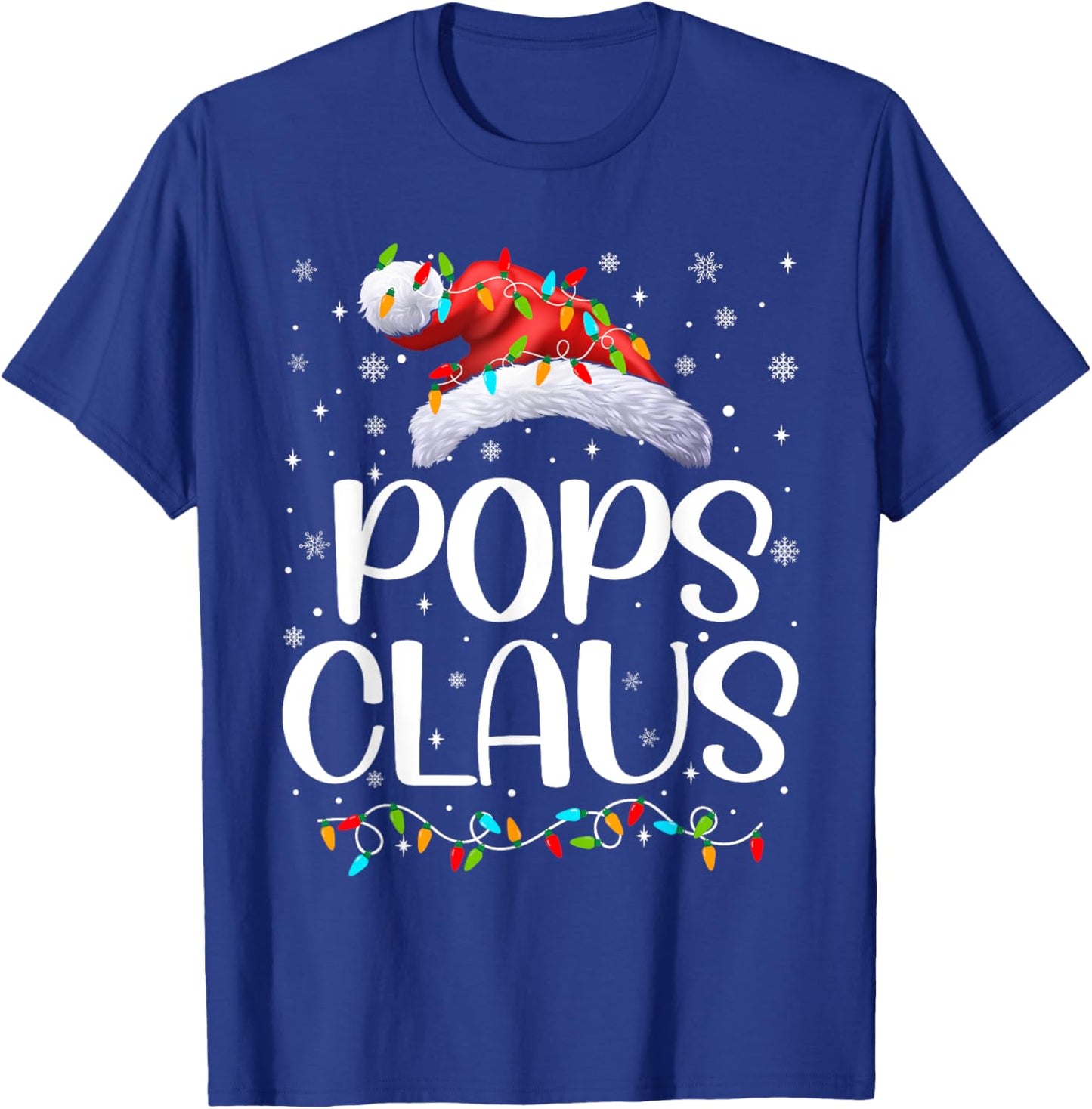 Pops Claus Xmas Lights Christmas Pajama Matching Family T-Shirt - T-Shirt | Royal