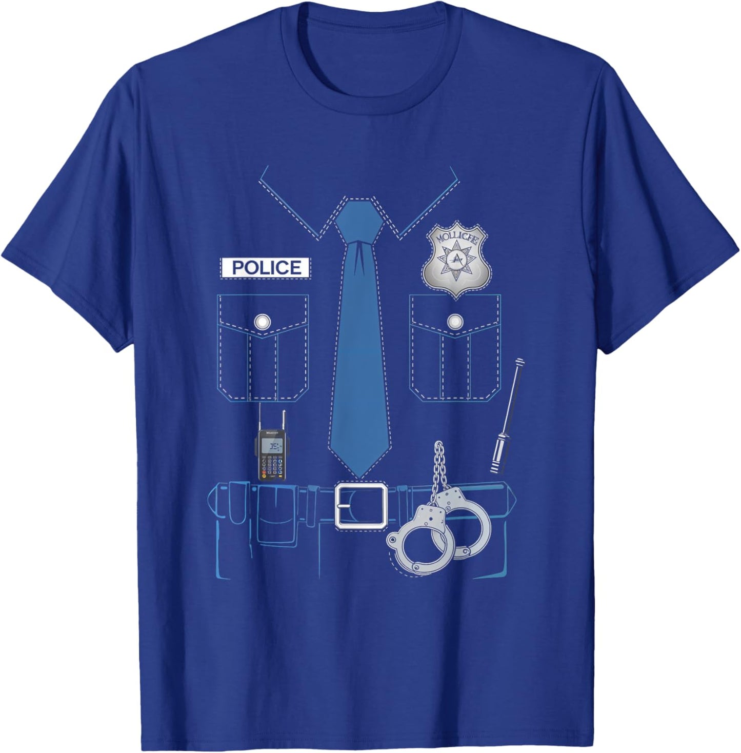 Police Officer Costume Police Uniform Kids Adults T-Shirt - T-Shirt | Royal