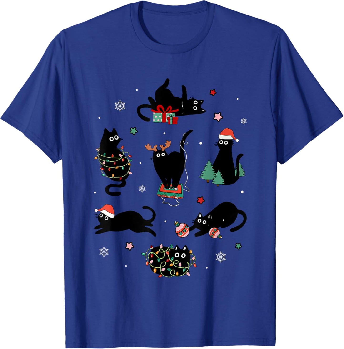 It's Fine I'm Fine Playful Black Cats Funny Kitten Christmas T-Shirt - T-Shirt | Royal