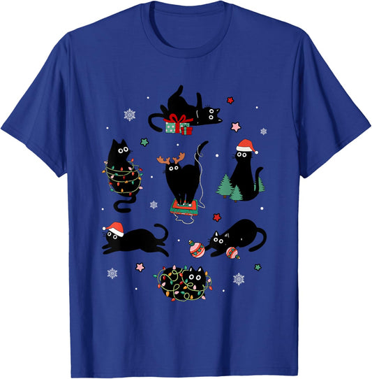 It's Fine I'm Fine Playful Black Cats Funny Kitten Christmas T-Shirt - T-Shirt | Royal
