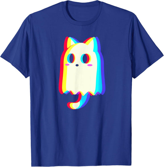 Trippy Vaporwave Ghost Cat Halloween Techno Rave EDM Men Women Kids T-Shirt - T-Shirt | Royal