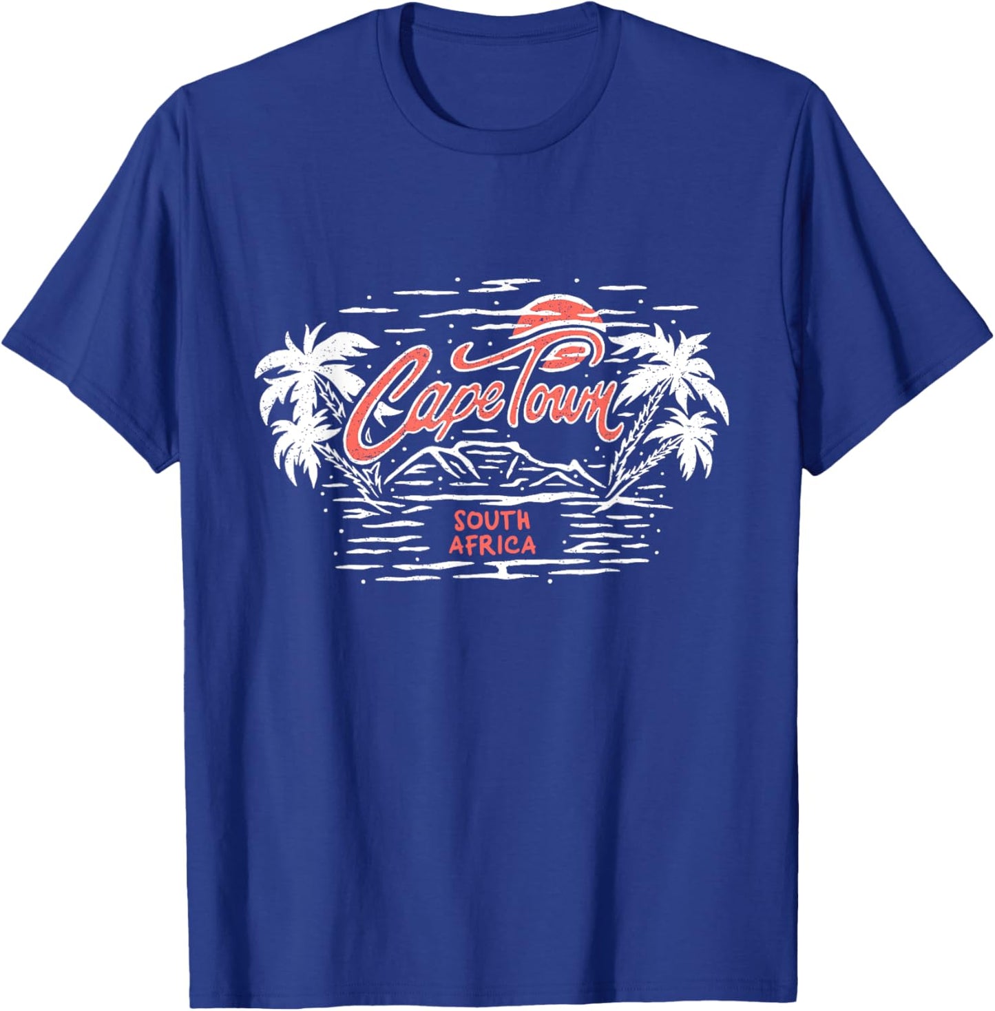 Retro Sunset Palm Tree Cape Town South Africa Beach Surf T-Shirt - T-Shirt | Royal