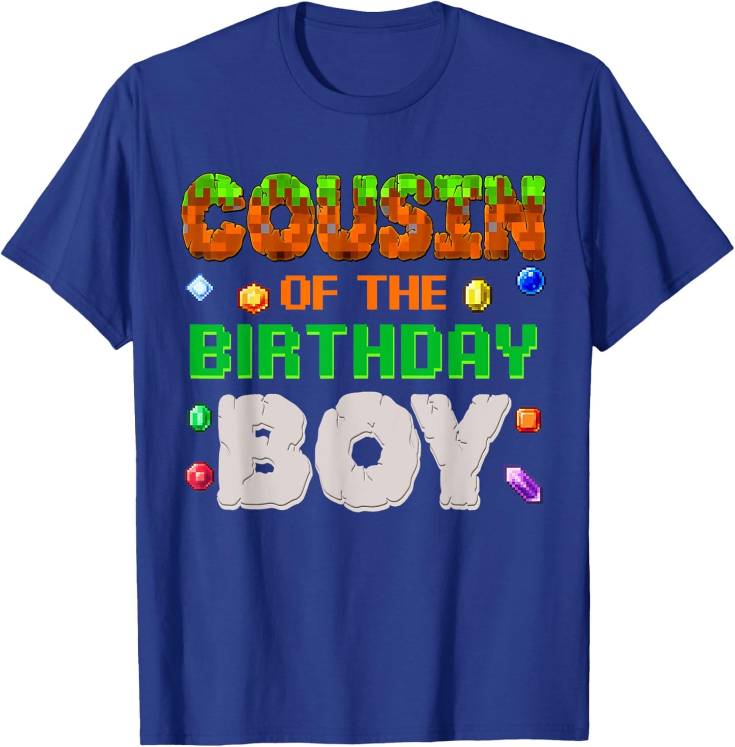 Cousin Of The Birthday Boy Video Gamer Black Boys' Birthday Pixel Number T-Shirt - T-Shirt | Royal