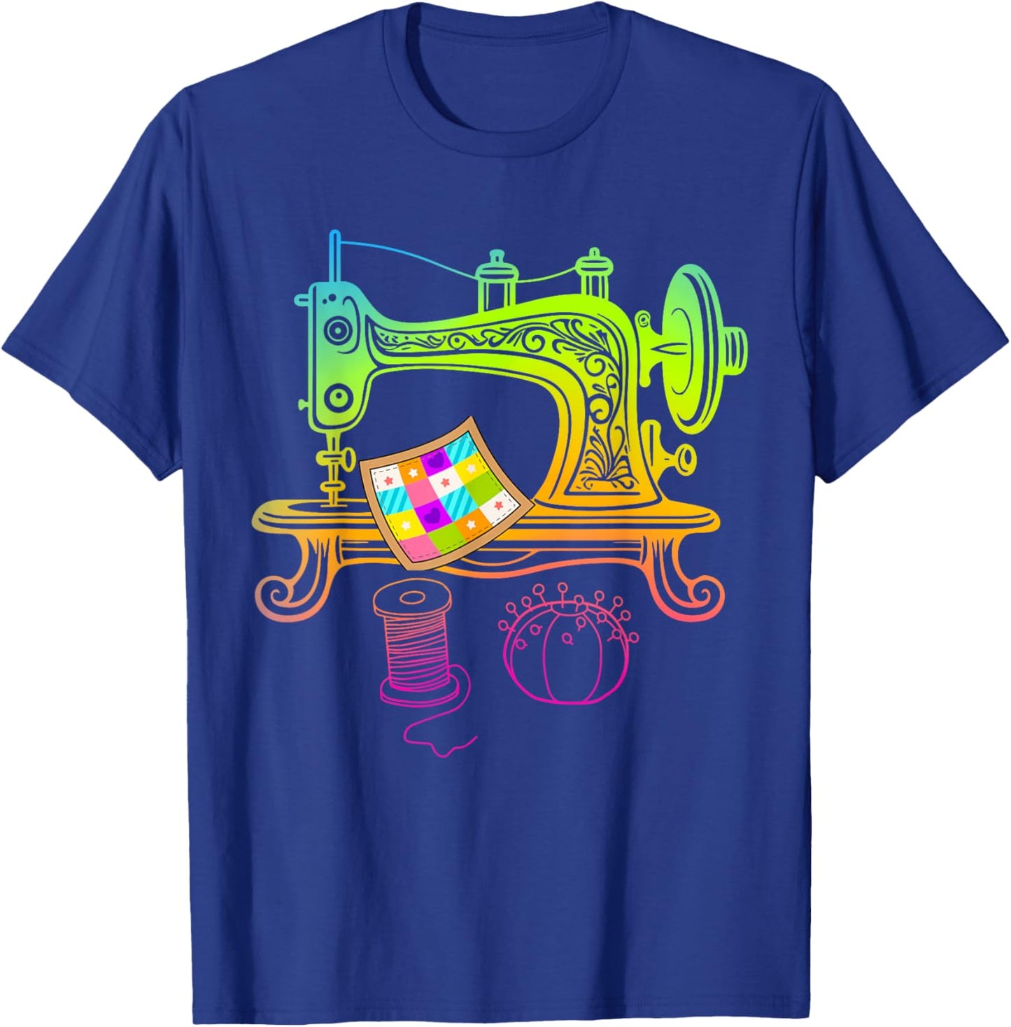 Quilting Quilt Lover Quilter Colorful Sewing Machine T-Shirt - T-Shirt | Royal