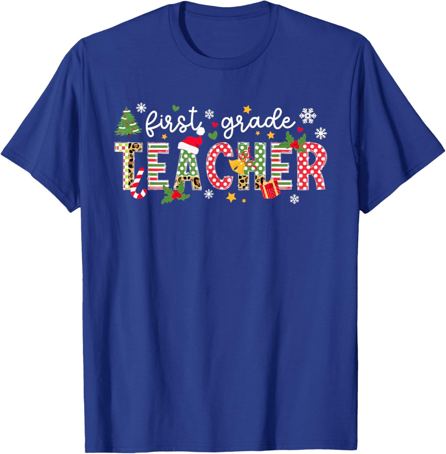 Christmas 1st Grade Teacher Xmas Party - Black, Small, -Adults, Short Sleeve T-Shirt - T-Shirt | Royal