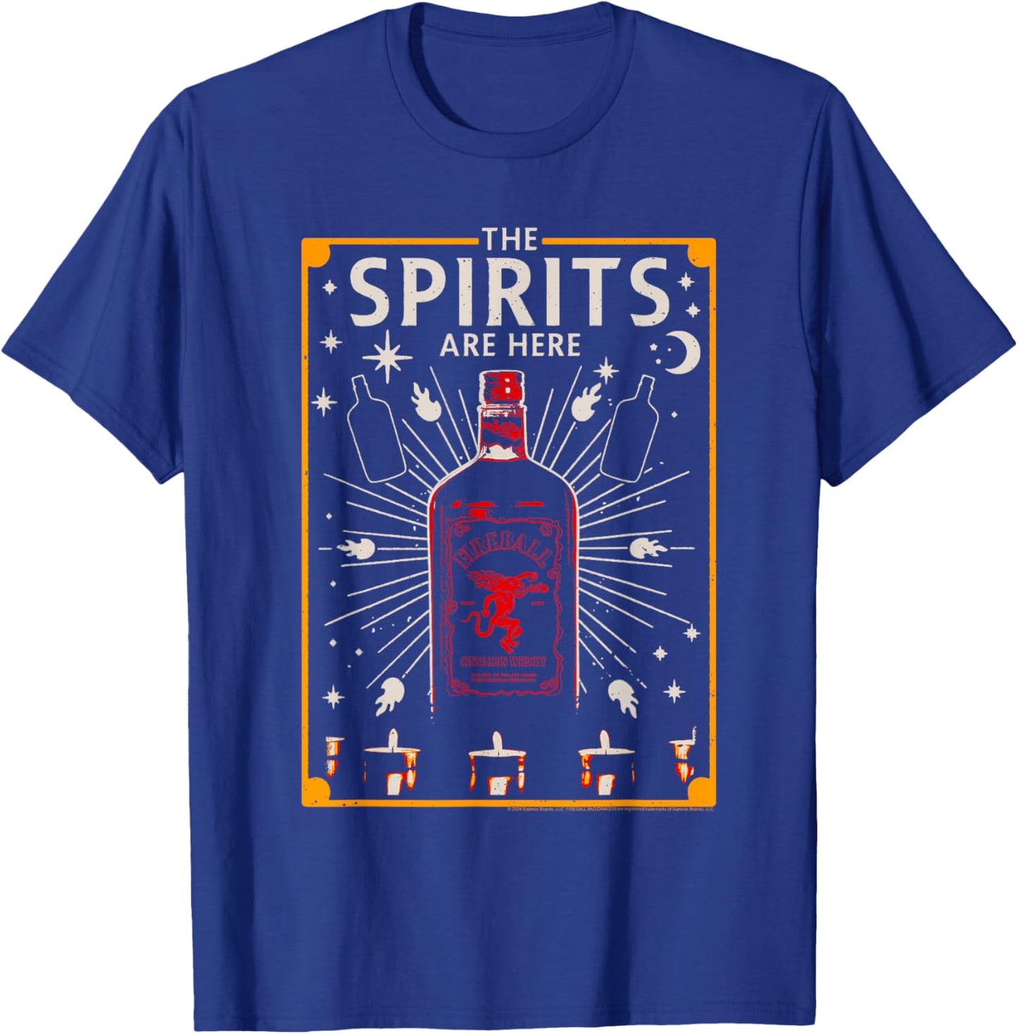 Fireball Cinnamon Whisky Bottle Spirits Are Here T-Shirt - T-Shirt | Royal