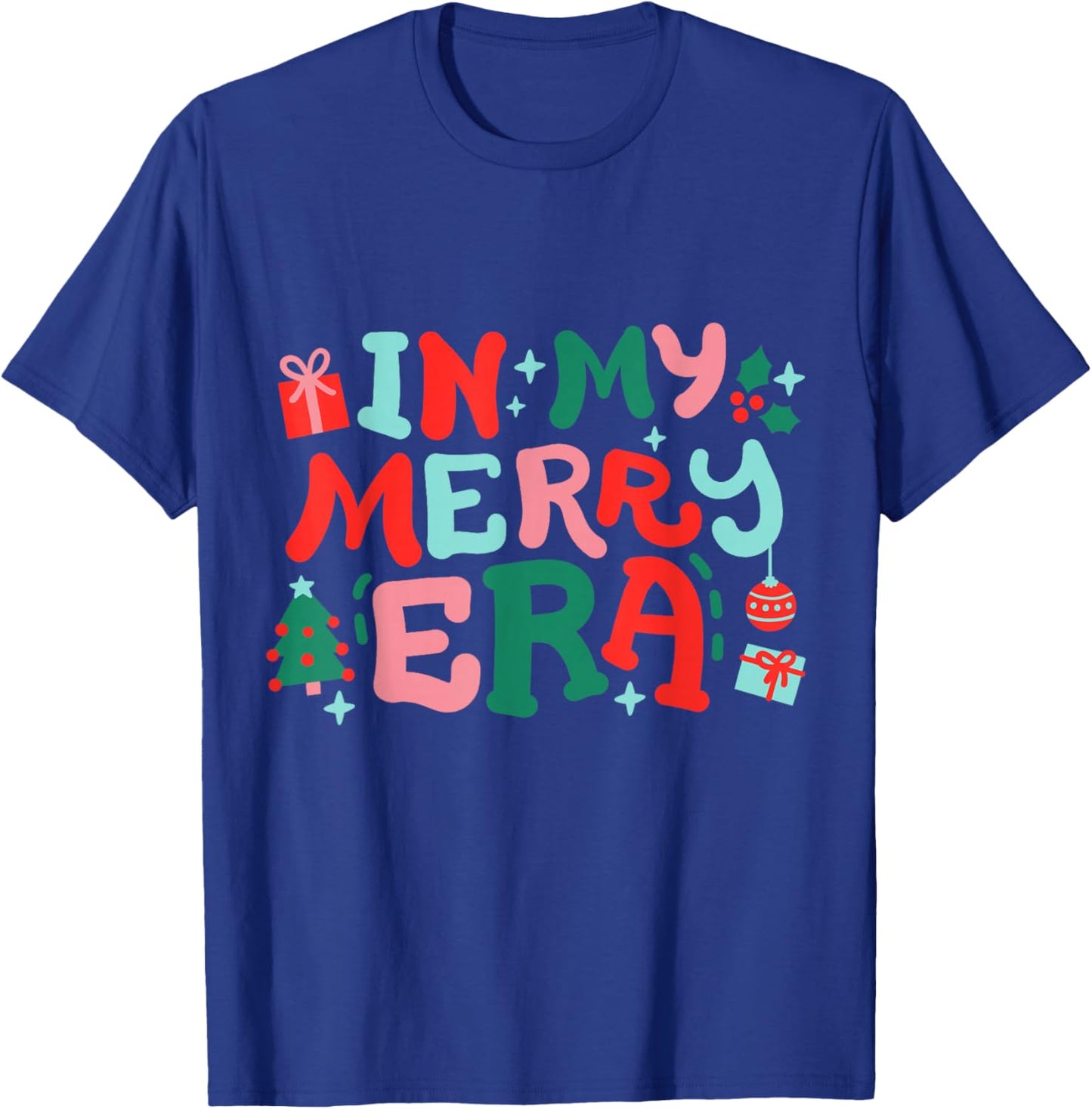 In My Merry Era Cute Retro Groovy Christmas Women Girls Kids T-Shirt - T-Shirt | Royal