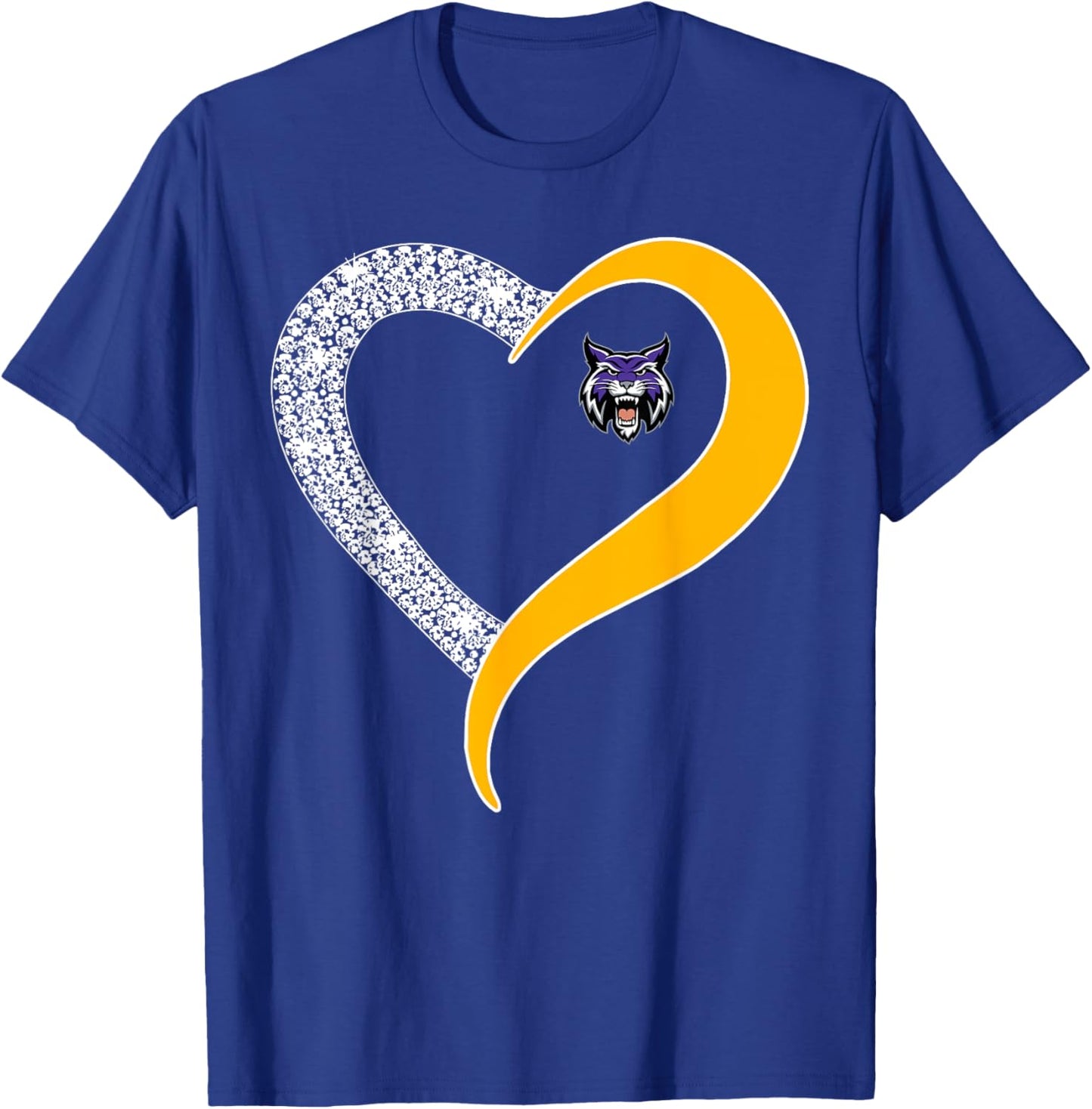 Hallsville Bobcats Logo Diamond Heart HS T-Shirt - T-Shirt | Royal