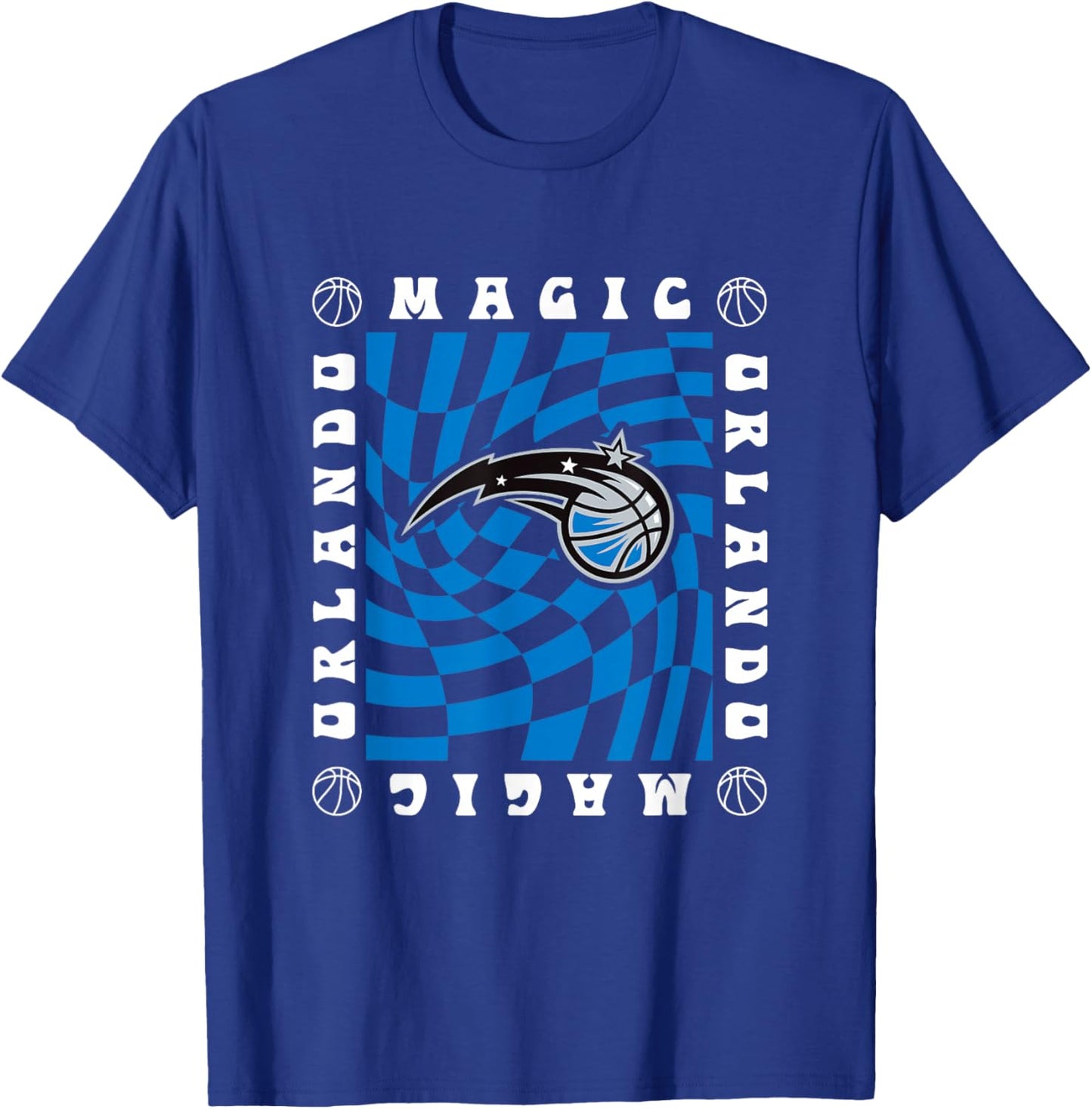 NBA Orlando Magic Retro Checkerboard Wave T-Shirt - T-Shirt | Royal