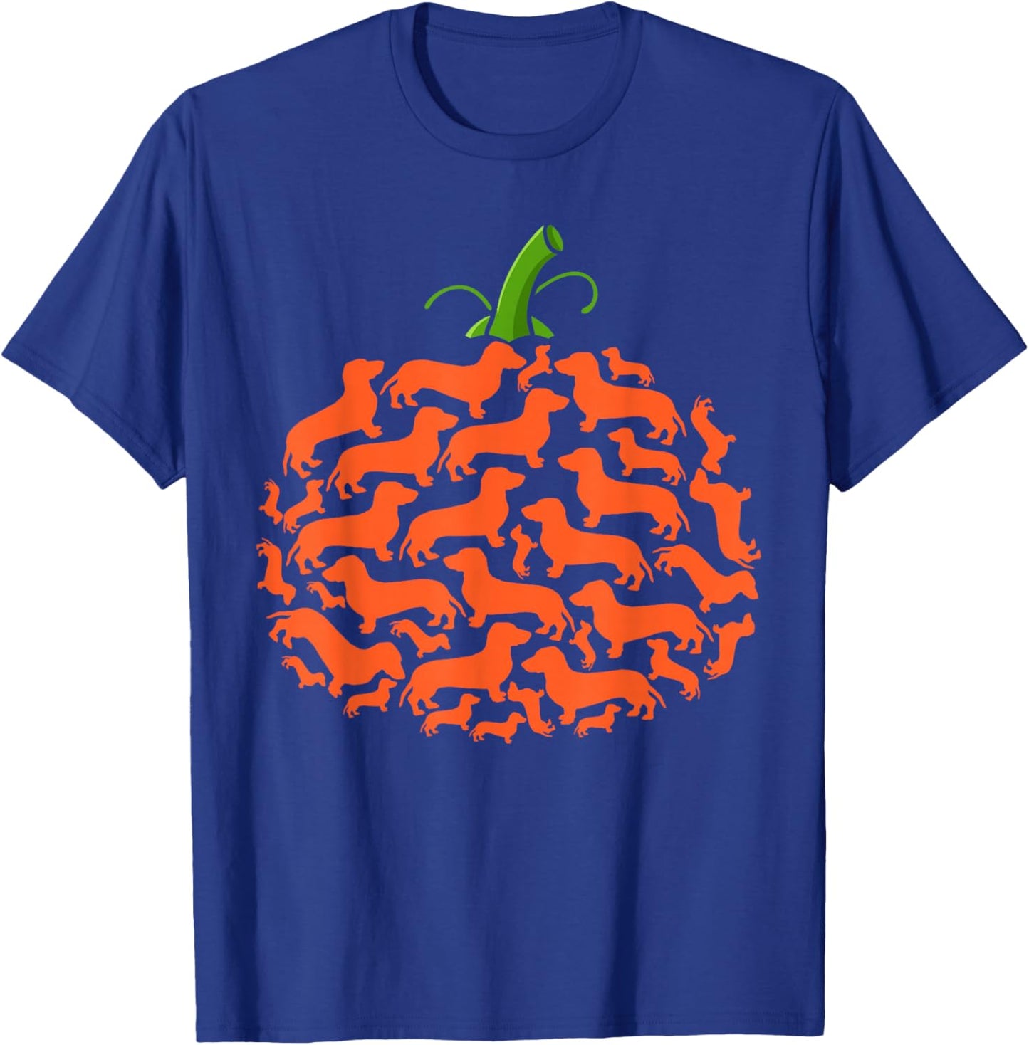 Dachshund Pumpkin Shape Plaid Leopard Dog Autumn Halloween T-Shirt - T-Shirt | Royal