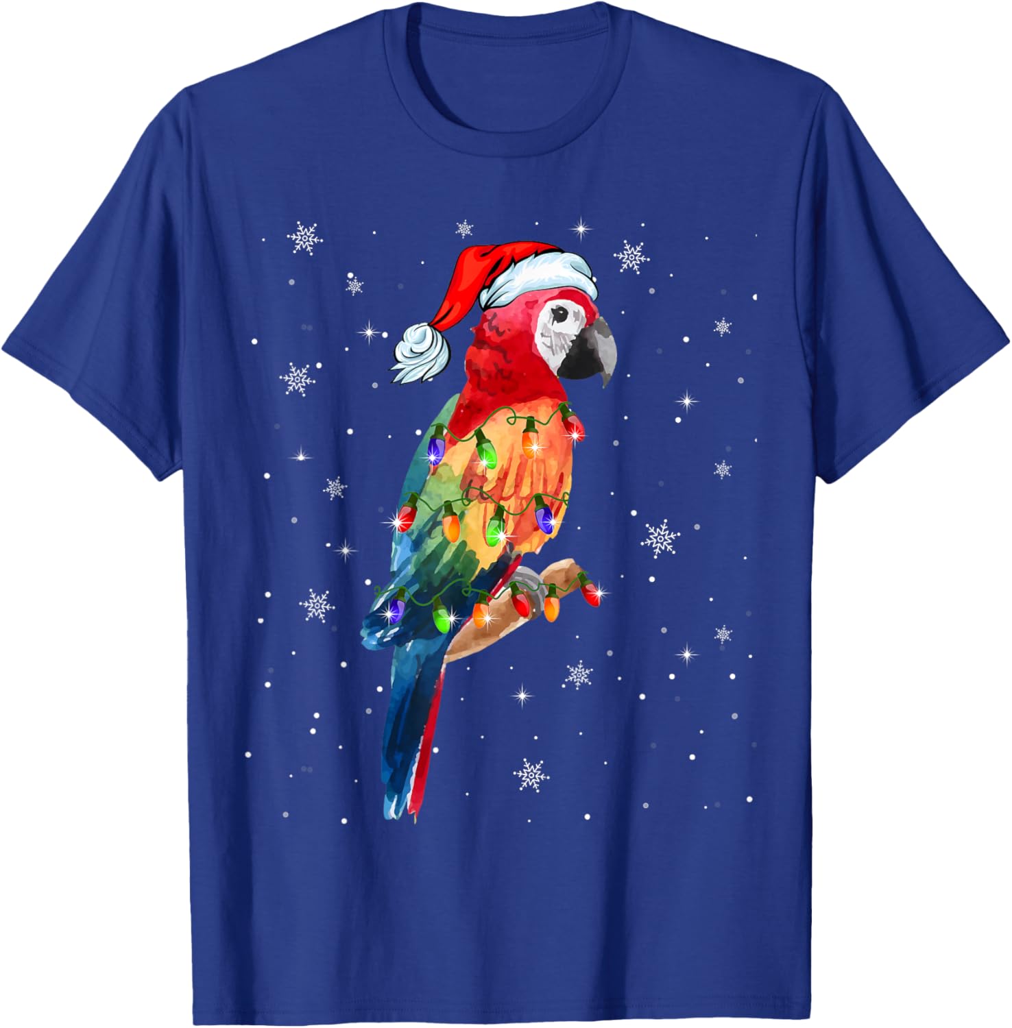 Parrot Santa Hat Christmas Lights Matching Family T-Shirt - T-Shirt | Royal