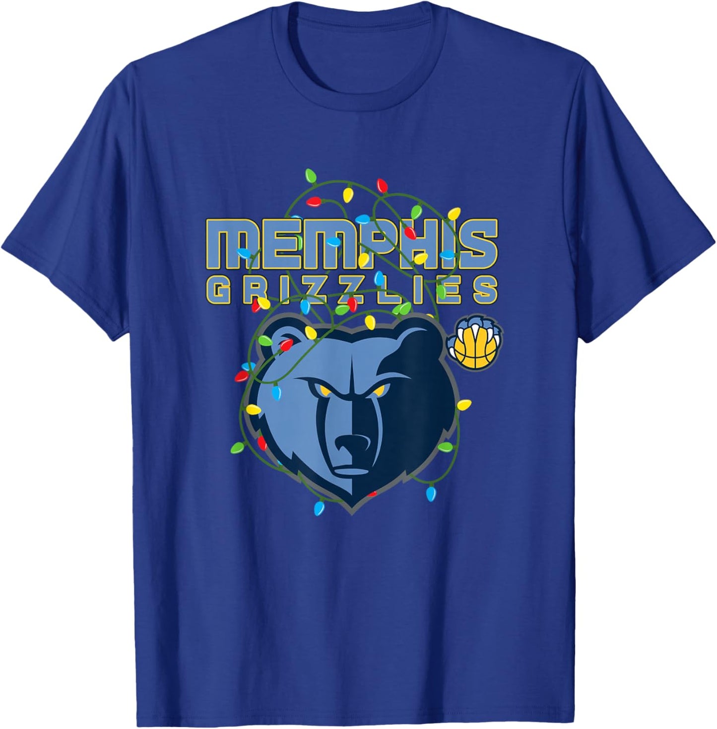 NBA Memphis Grizzlies Christmas Lights Holiday T-Shirt - T-Shirt | Royal