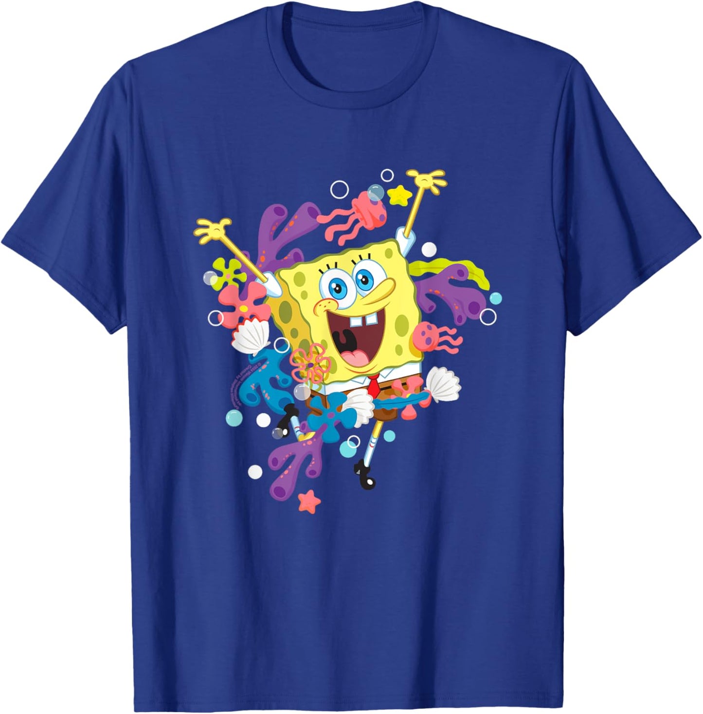 SpongeBob SquarePants Corals Flowers & Jellyfish Portrait T-Shirt - T-Shirt | Royal