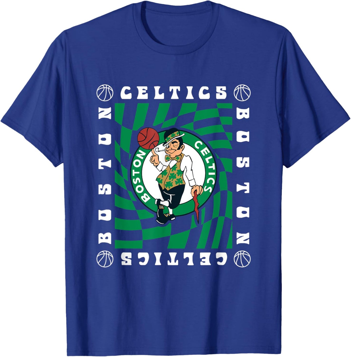 NBA Boston Celtics Retro Checkerboard Wave T-Shirt - T-Shirt | Royal
