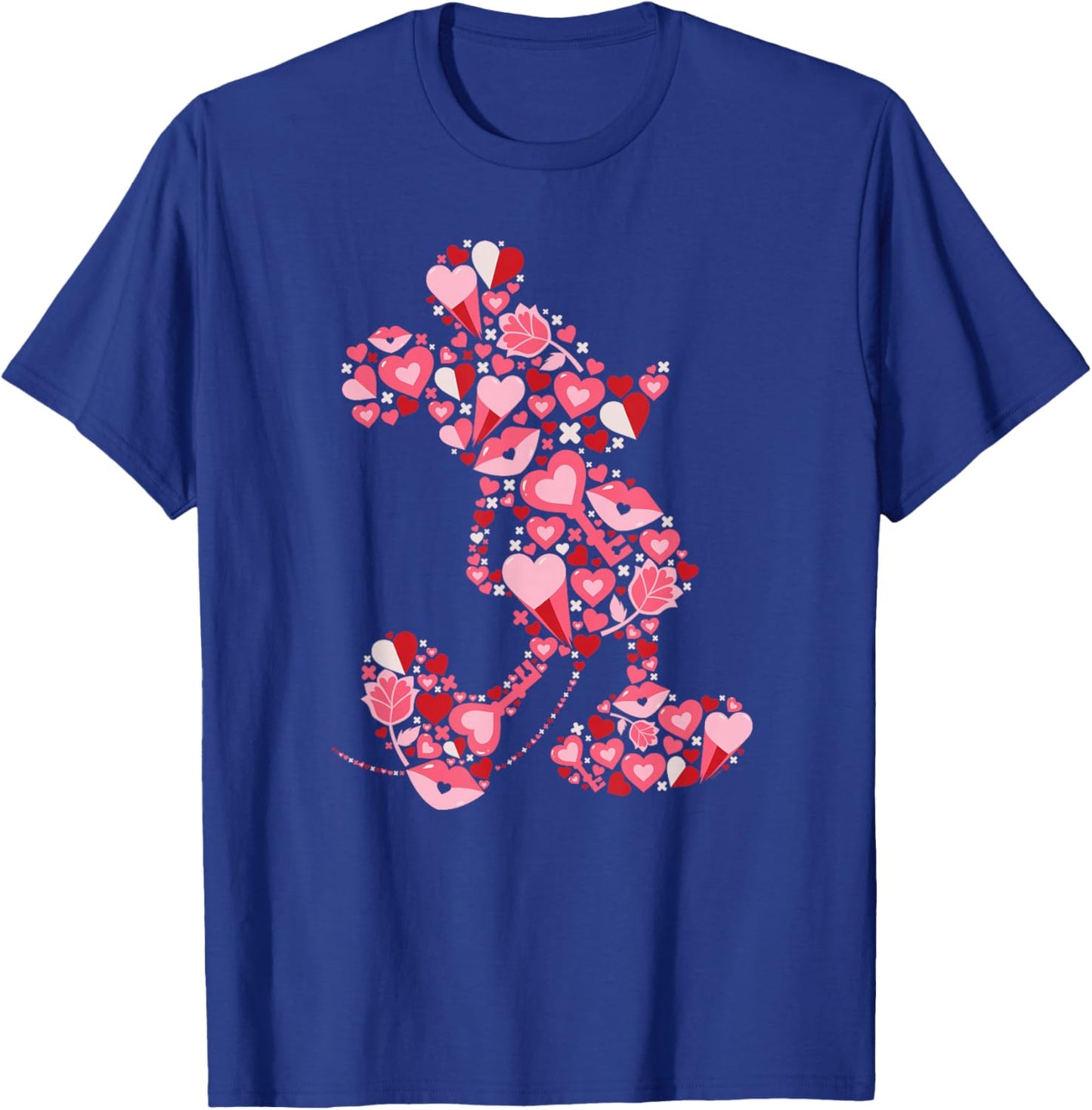 Disney Mickey Mouse Silhouette with Valentine’s Day Hearts T-Shirt - T-Shirt | Royal