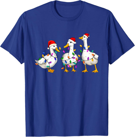 Merry Christmas Duck Christmas Lights Duck Lover Men Women T-Shirt - T-Shirt | Royal