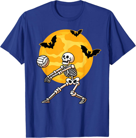 Volleyball Skeleton Halloween Men Boys Volleyball Player T-Shirt - T-Shirt | Royal