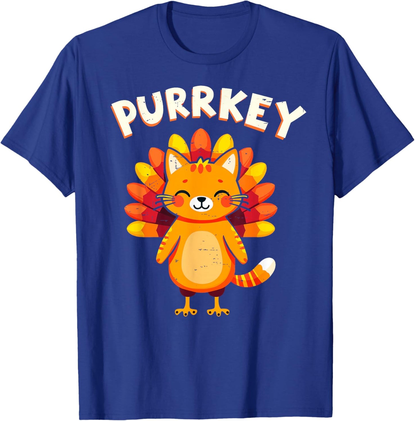 Funny Purrkey Turkey Cat Thanksgiving Day Cats Lover Cat Mom T-Shirt - T-Shirt | Royal