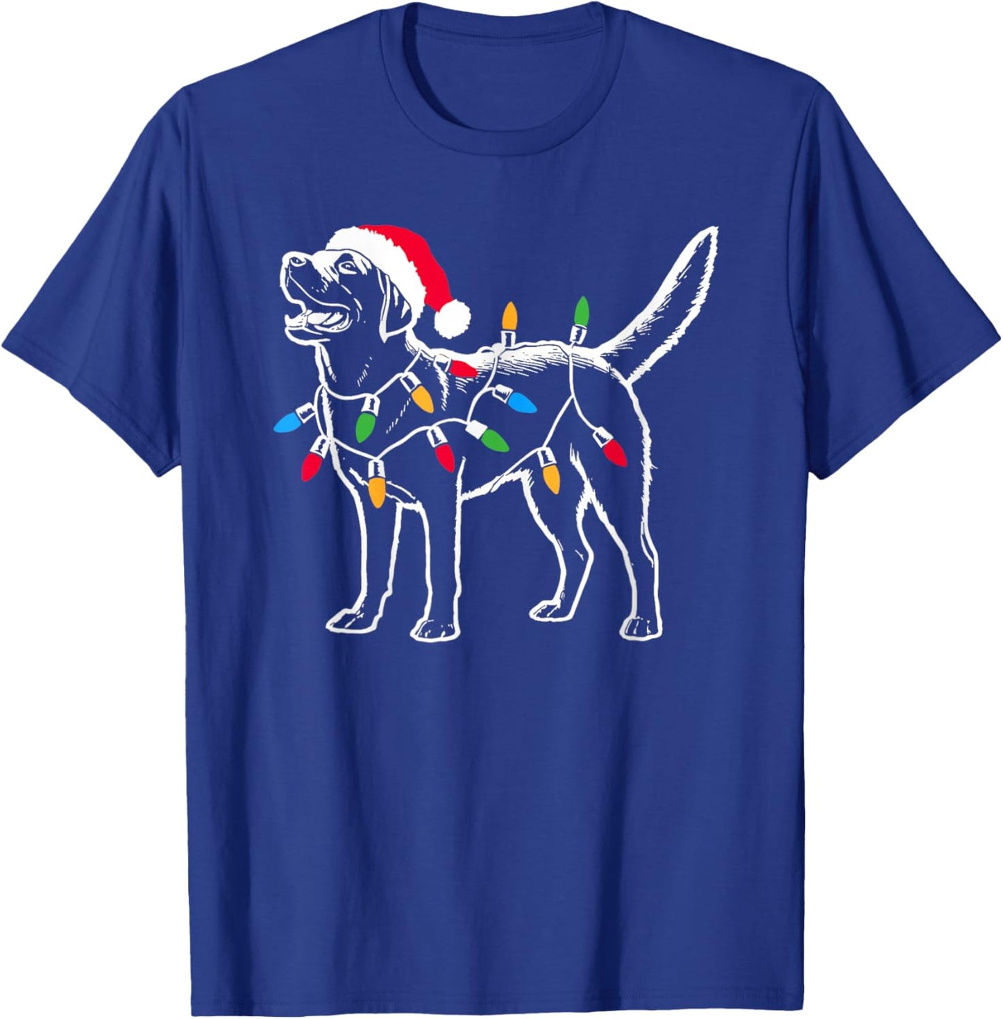 Funny Santa Labrador Retriever Christmas Lights Dog Lover T-Shirt - T-Shirt | Royal