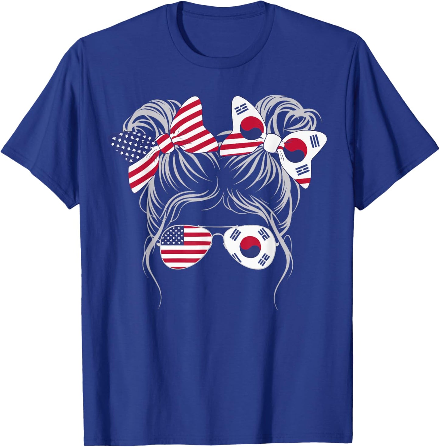 Half American Half Korean USA Flag South Korea America T-Shirt - T-Shirt | Royal