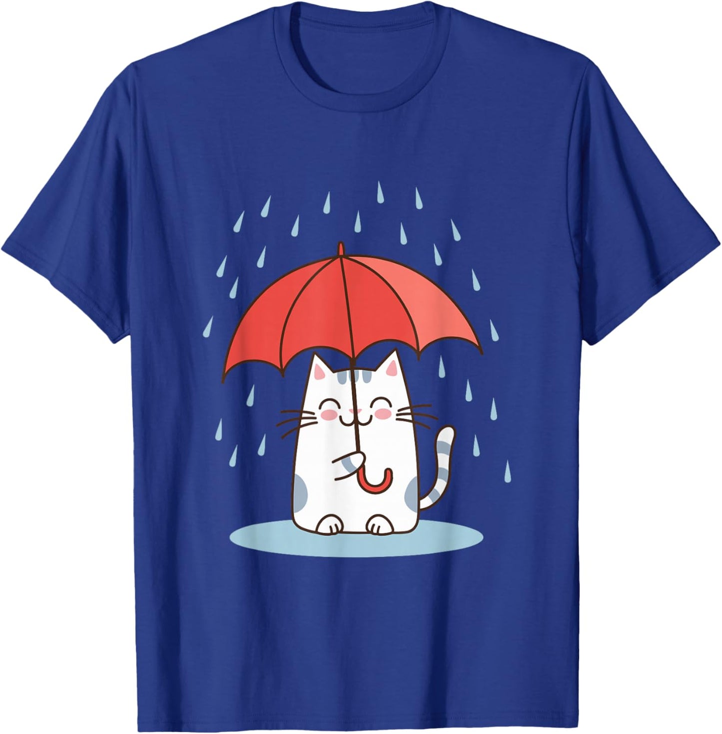 Raining Cat Under Umbrella Autumn Cat T-Shirt - T-Shirt | Royal