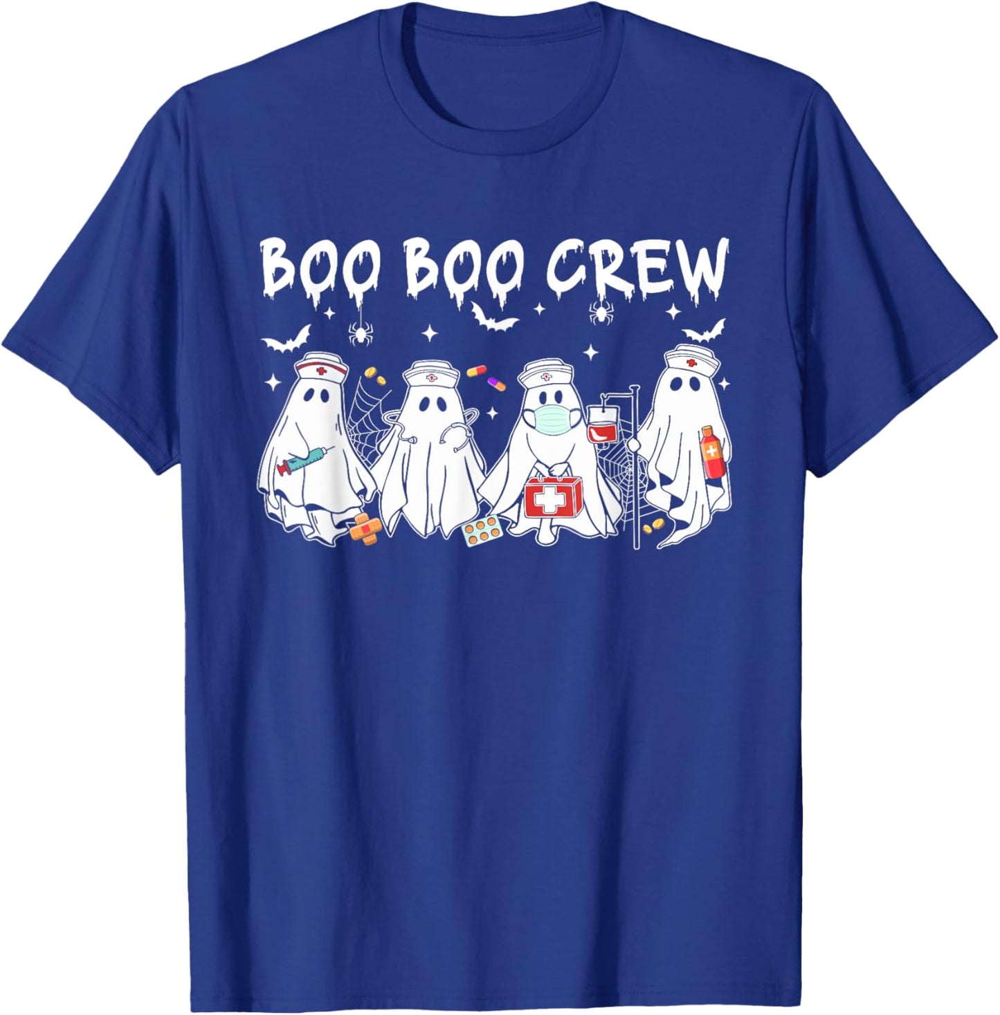 Boo Boo Crew Cute Ghost Nurses Women Halloween Scrub Top T-Shirt - T-Shirt | Royal