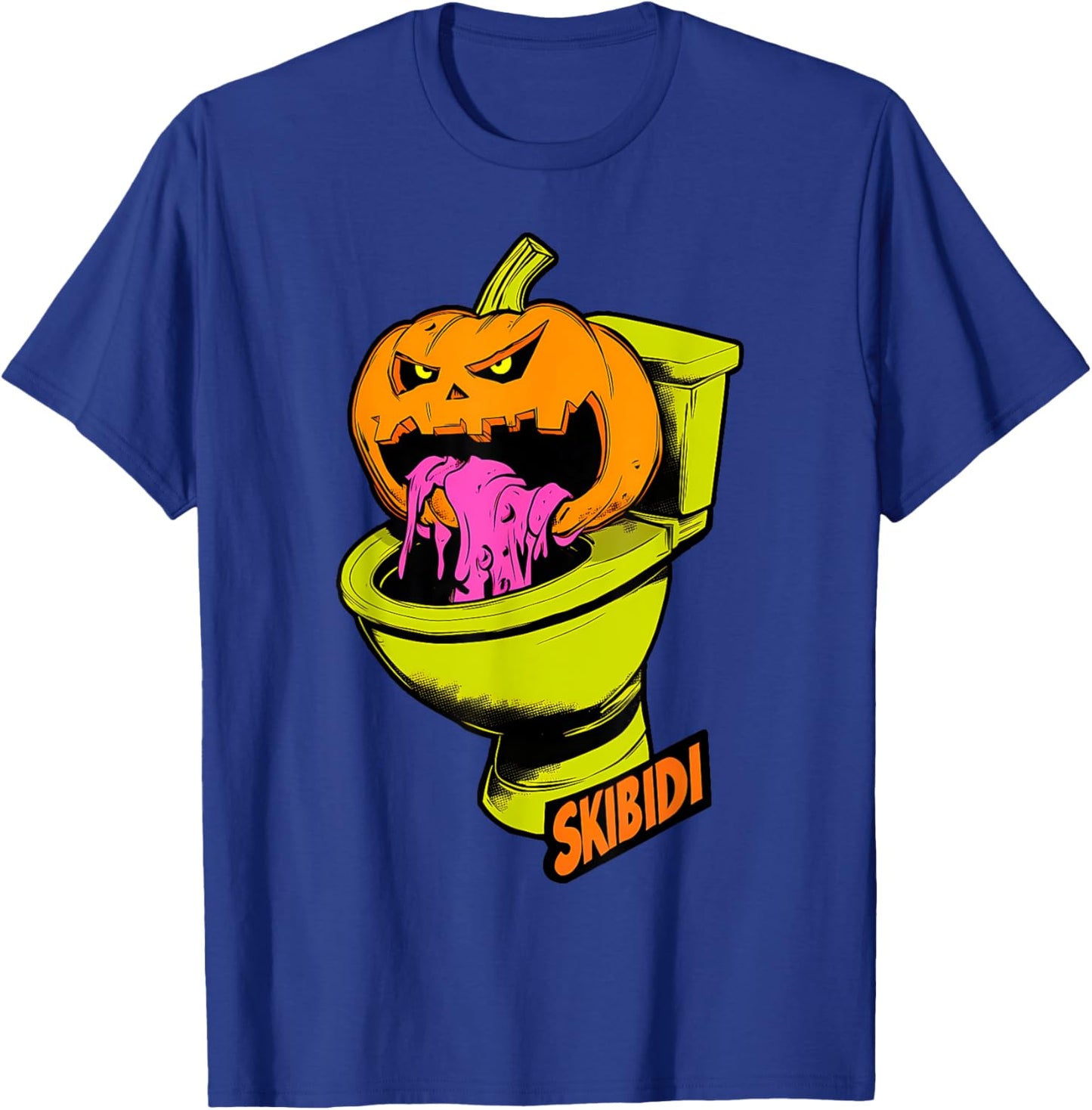 Skibidi Pumpkin Funny Halloween Toilet Kids Fun Crazy Slang T-Shirt - T-Shirt | Royal