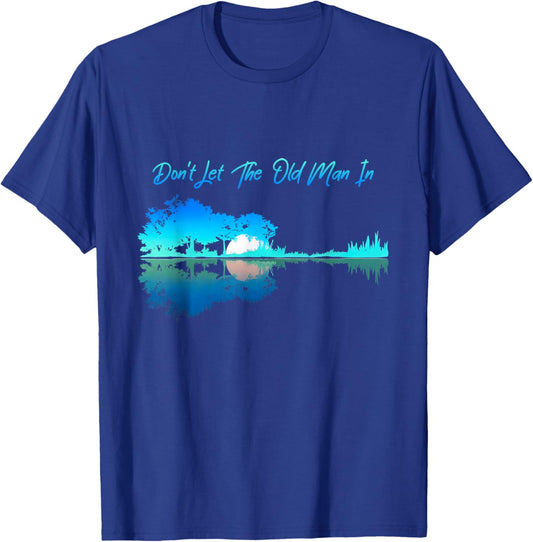 DON'T LET THE OLD MAN IN' Graphic 90s Western Playing Guitar T-Shirt - T-Shirt | Royal
