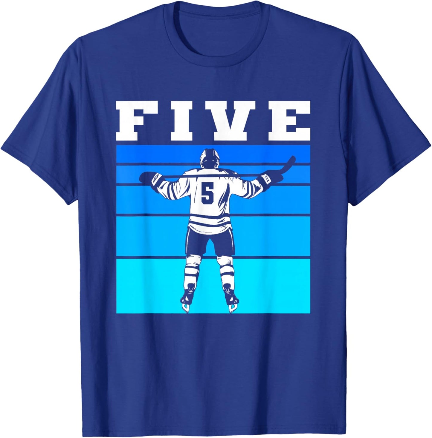 Hockey Boy 5th Birthday Five Ice Hockey Birthday Party T-Shirt - T-Shirt | Royal
