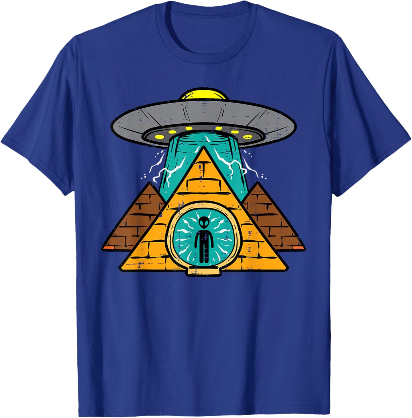 Alien Ufo Pyramid Funny Conspiracy Science Men Women Kids T-Shirt - T-Shirt | Royal