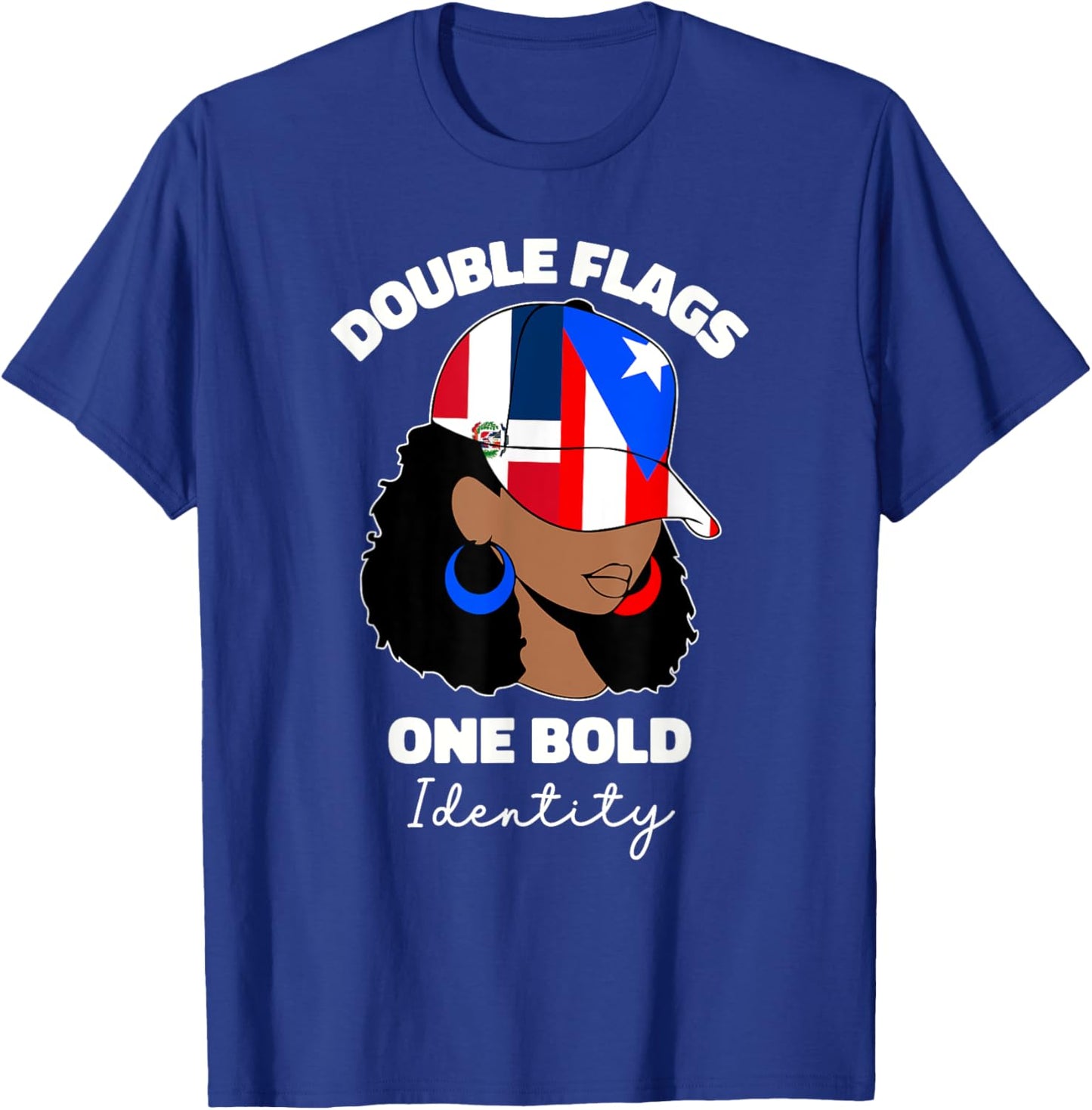 Half Dominican And Puerto Rican Rico Flag DominiRican Girl T-Shirt - T-Shirt | Royal