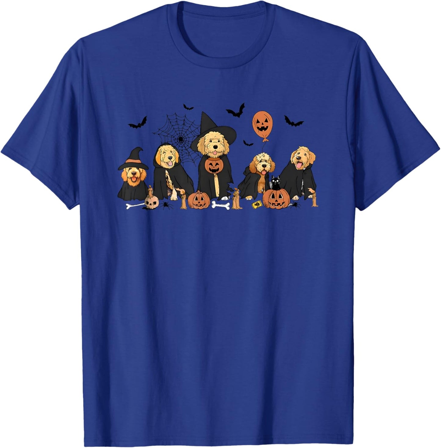 Ghost and Witch Goldendoodle Halloween T-Shirt - T-Shirt | Royal