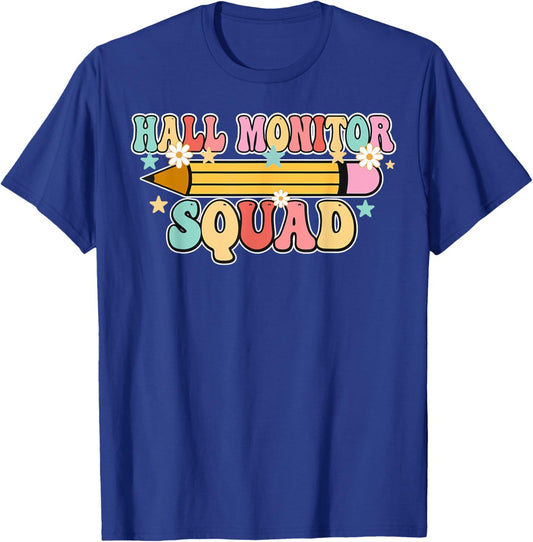 School Hall Monitor Squad Cool Retro Back to School Team T-Shirt - T-Shirt | Royal