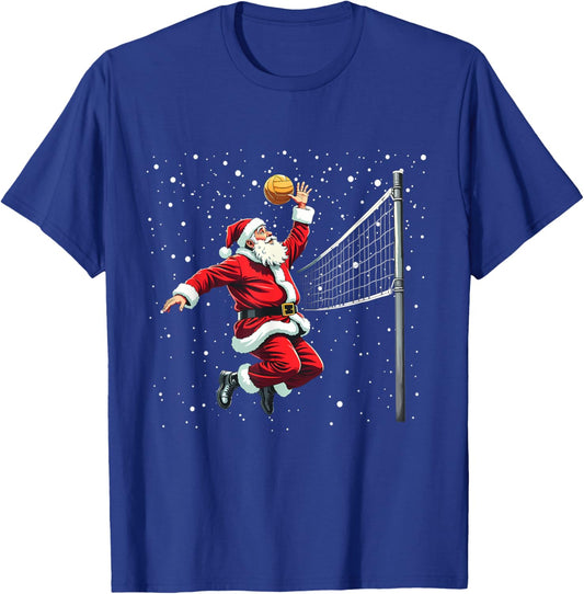 Santa Claus Volleyball Player Christmas Winter Holiday Xmas T-Shirt - T-Shirt | Royal