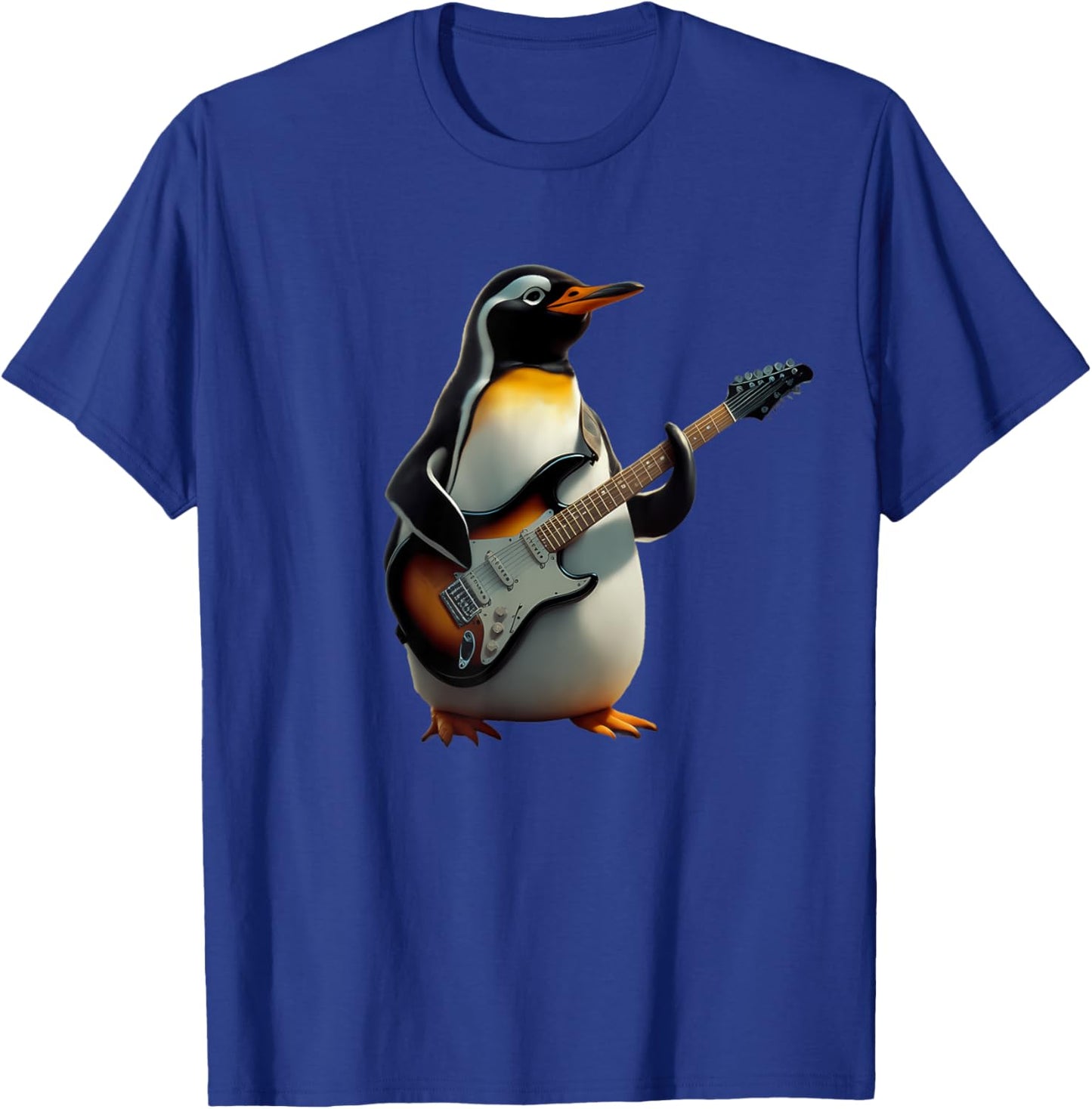Funny Penguin Playing Electric Guitar Music Cute Penguin T-Shirt - T-Shirt | Royal