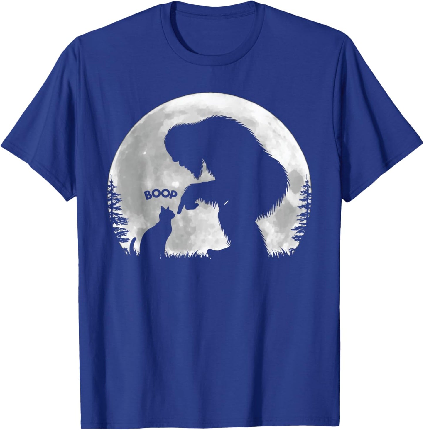 Fun Hand Boop Nose Bigfoot Sasquatch Cat Full Moon T-Shirt - T-Shirt | Royal