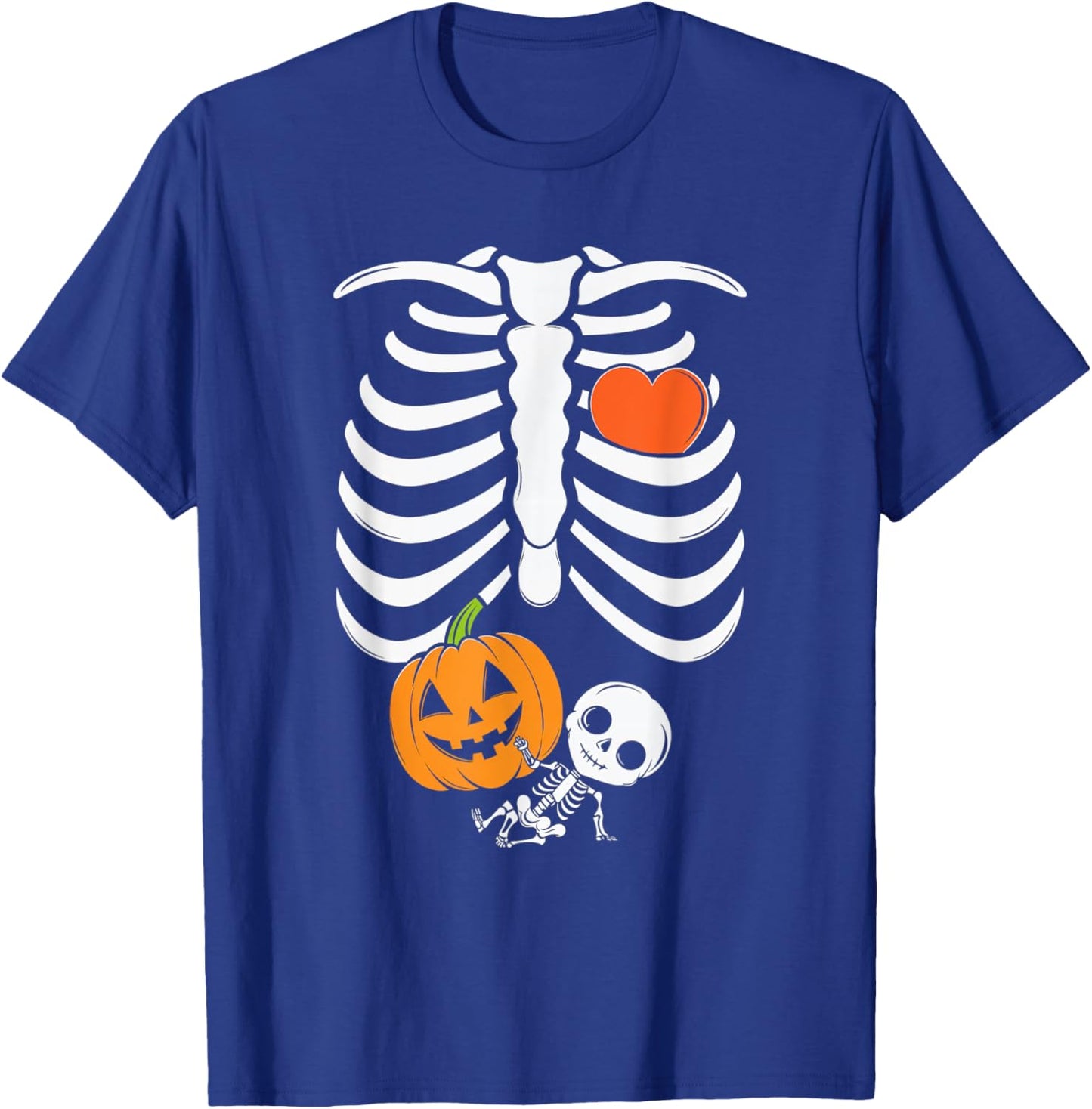 Pregnant Skeleton Mom Halloween Pregnancy Baby Announcement T-Shirt - T-Shirt | Royal