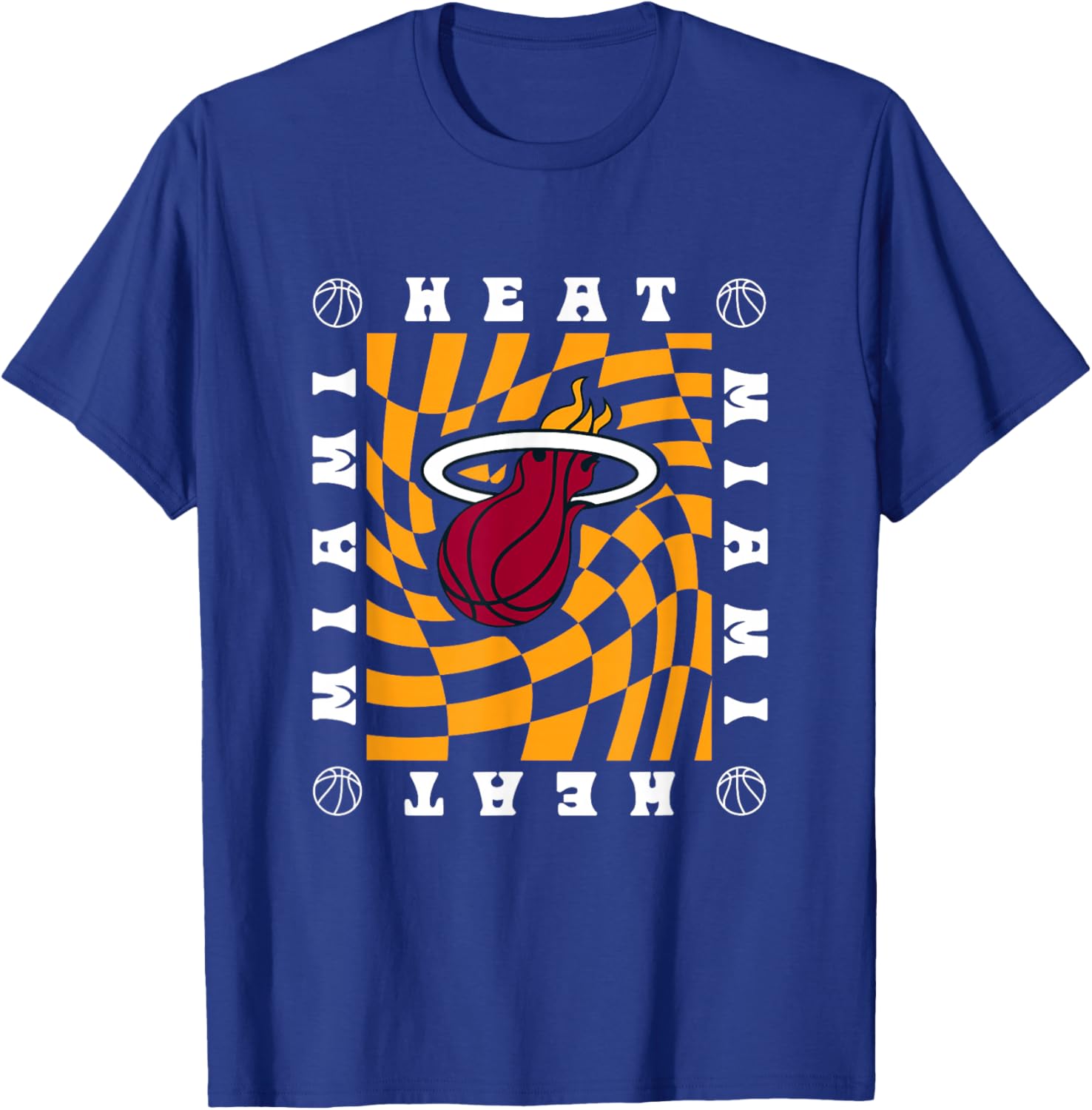 NBA Miami Heat Retro Checkerboard Wave T-Shirt - T-Shirt | Royal