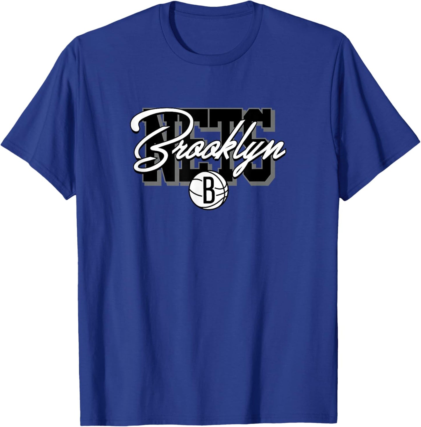 NBA - Brooklyn Nets Blockletter Script Logo Black T-Shirt - T-Shirt | Royal
