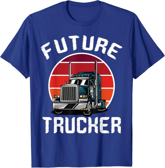 Future Trucker Truck Driver Semi Kids Son Daughter Clothing T-Shirt - T-Shirt | Royal
