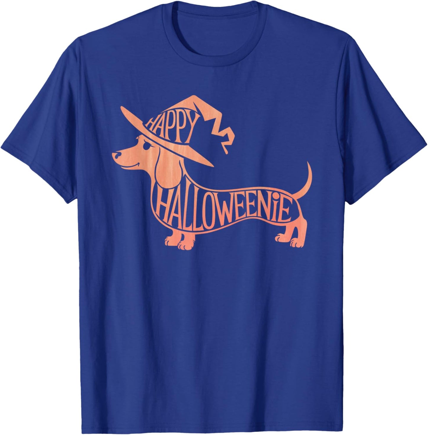 Happy Halloweenie Weiner Dog Cute Dachshund Witch Hat T-Shirt - T-Shirt | Royal